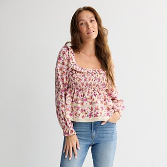 Juniors' Love, Fire Long Sleeve Ruffle Babydoll Top