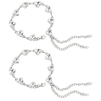 1 Pair Women's Rhinestone Heel Strap Anti-Slip High Heel Holder with Pearl and Crystal Heart