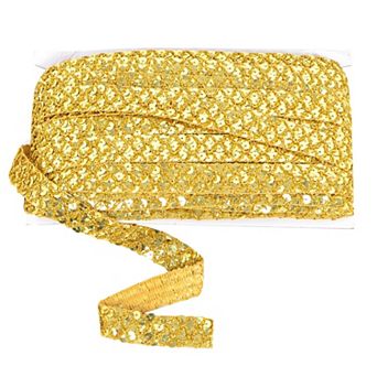 Sewing Sequin Trim 0.9 Inch 4 Row, 25 Yards Glitter Sequin Ribbon Metallic Stretch Bling Strip