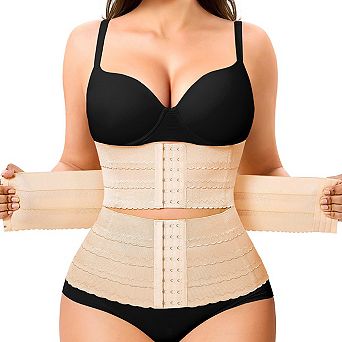 Nebility Women's Segmented 3-Hook Waist Trainer High-Compression Tummy Control Fajas Girdle