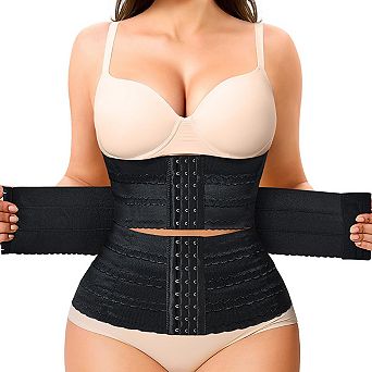 Nebility Women's Segmented 3-Hook Waist Trainer High-Compression Tummy Control Fajas Girdle