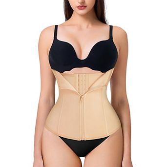 Nebility Women's Zipper Waist Trainer Tummy Control Shapewear 4-Bone Cincher Corset Sport Girdle