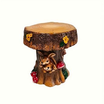 12.6" Rabbit Resin Stool, Kids Seat & Plant Stand for Garden Decor