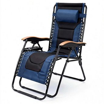 Oversized Padded Zero Gravity Chair, Foldable Patio Recliner, 30" Wide Seat Anti Gravity Lounger
