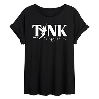 Juniors' Disney's Tinker Bell Logo Oversized Tee