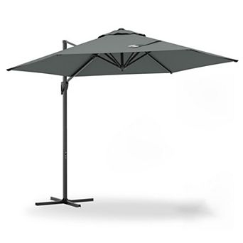 9 FT Cantilever Patio Umbrella with Double Tier Vented Top and Sun Protective Canopy