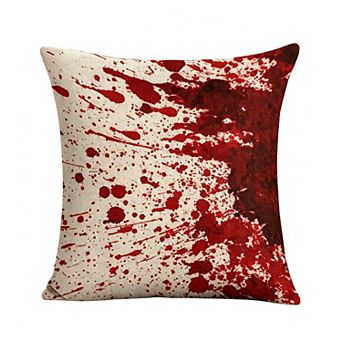 Throw Pillow Cover, Blood Splatter Texture Print Cushion Case for Horror Halloween Party Decor