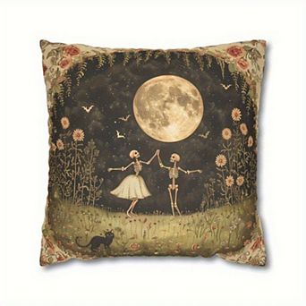 Throw Pillow Cover, Purple Rose Dragon Full Moon Print Cushion Case for Gothic Halloween Decor