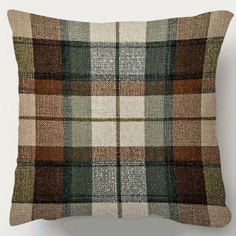 Throw Pillow Cover, Rustic Multi Color Plaid Cushion Case for Farmhouse Sofa Home Decor