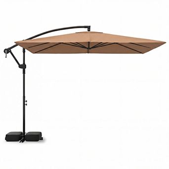 8 x 8 Square FT Solar LED Offset Cantilever Patio Umbrella with 360°Rotation
