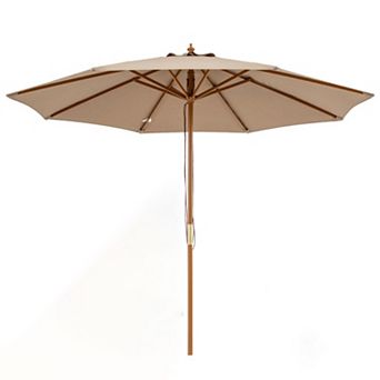 9 FT Patio Umbrella Outdoor Table Market Umbrella with 8 Sturdy Bamboo Ribs