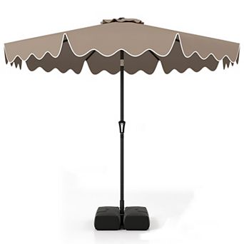 9 Feet Patio Umbrella with Weighted Base and Sandbags