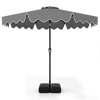 9 Feet Patio Umbrella with Weighted Base and Sandbags