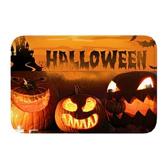 Halloween Pumpkin Castle Banner Floor Mat, Soft Non-Slip Decorative Entry Rug