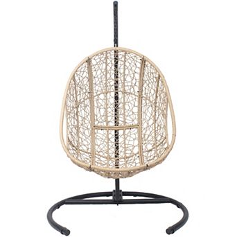 42 in PE Rattan Egg Swing Chair, 400LB Patio Chair with Cushion & Waterproof Cover