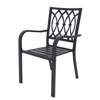 4 Pack Stackable Metal Patio Chairs, 350LB Breathable Slatted Outdoor Chairs