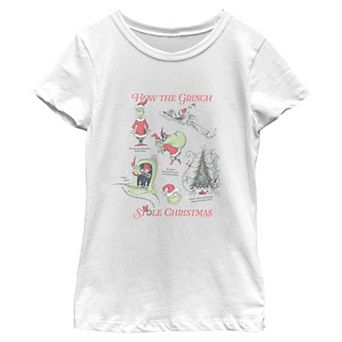 Girls 6-16 Dr. Suess How The Grinch Stole Christmas Scene Illustrations Graphic Tee