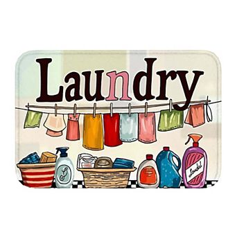 Laundry Room Clothesline Floor Mat, Soft Non-Slip Decorative Entry Rug