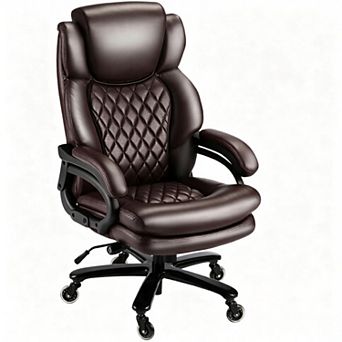 500LBS Big Tall Office Chair, Wide Spring Seat Ergonomic Swivel Executive Desk Chair