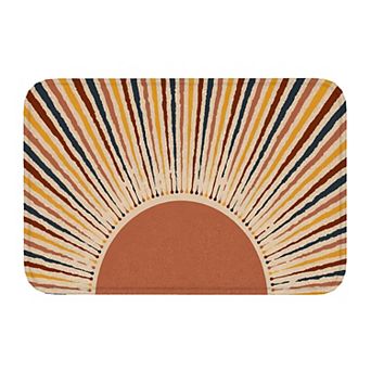 Boho Retro Sunburst Floor Mat, Soft Non-Slip Decorative Entry Rug