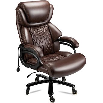500LBS Big Tall Office Chair, Ergonomic Wide Spring Seat 360° Swivel Executive Desk Chair