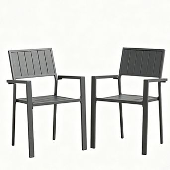 Set of 2 Heavy-Duty Metal Dining Side Chairs, 350LB Ergonomic Patio Chairs Indoor Outdoor