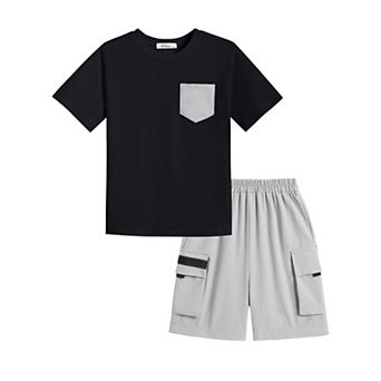 Arshiner Boys Tiedye Set Short Sleeve T-Shirt Cargo Shorts Fun Summer Style For Kids
