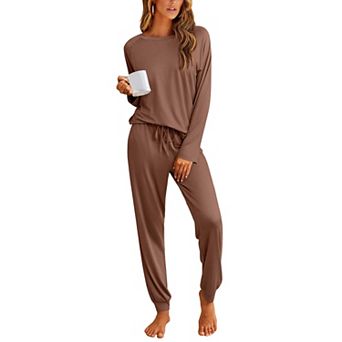Ekouaer Pajamas Womens Long Sleeve Pajama Set Two Piece Loungewear Sleepwear with Jogger Pants