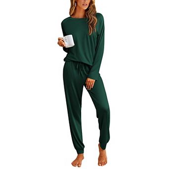 Ekouaer Pajamas Womens Long Sleeve Pajama Set Two Piece Loungewear Sleepwear with Jogger Pants
