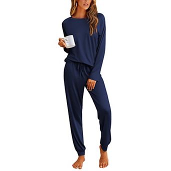Ekouaer Pajamas Womens Long Sleeve Pajama Set Two Piece Loungewear Sleepwear with Jogger Pants