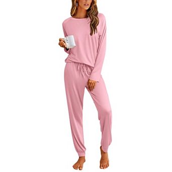 Ekouaer Pajamas Womens Long Sleeve Pajama Set Two Piece Loungewear Sleepwear with Jogger Pants