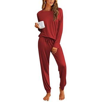 Ekouaer Pajamas Womens Long Sleeve Pajama Set Two Piece Loungewear Sleepwear with Jogger Pants