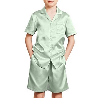 Arshiner Boys Pajama Set Short Sleeve Button Down Sleepwear