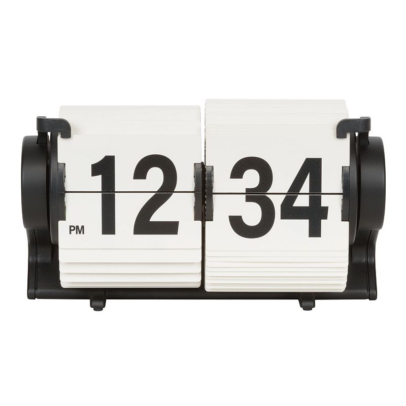 La Crosse Technology Rollins Mini Mechanical Flip Tabletop Clock, White