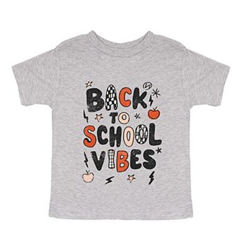 Back To School Vibes Checkered Distressed - Toddler Short Sleeve Graphic T-Shirt