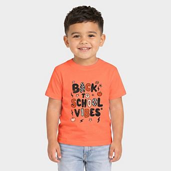 Back To School Vibes Checkered Distressed - Toddler Short Sleeve Graphic T-Shirt