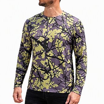 COOFANDY Men's Long Sleeve Camo T-Shirt Crew Neck Slim Casual Lightweight Breathable Outgoing Daily