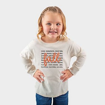 Fall Cursive Text Glitter - Toddler Long Sleeve Graphic Tee