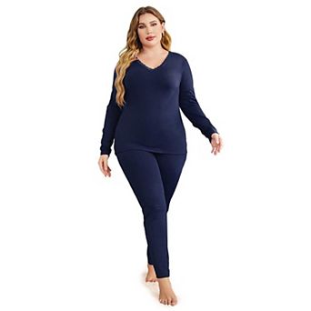 Zeagoo Womens Plus Size Thermal Underwear Fleece Lined Long Johns Set