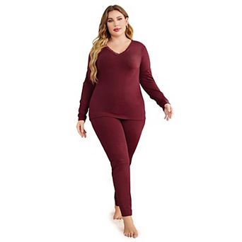 Zeagoo Womens Plus Size Thermal Underwear Fleece Lined Long Johns Set