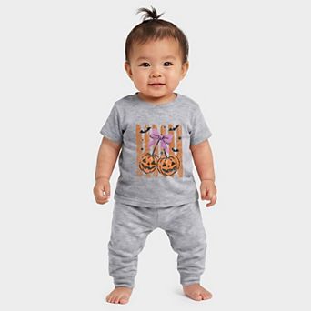 Pumpkin Cherry Bunch - Infant Jogger Pant Crew Set