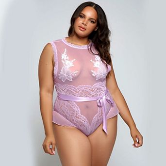 iCollection Bridal Mesh & Lace Teddy - Plus Size