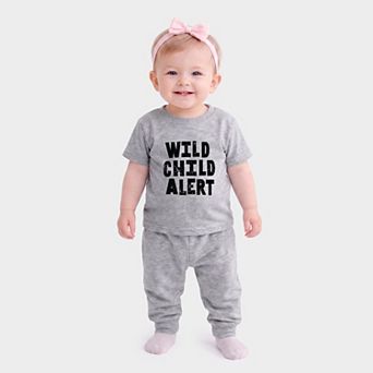 Wild Child Alert Distressed - Infant Jogger Pant Crew Set