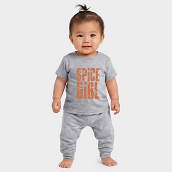 Spice Girl Block Distressed - Infant Jogger Pant Crew Set