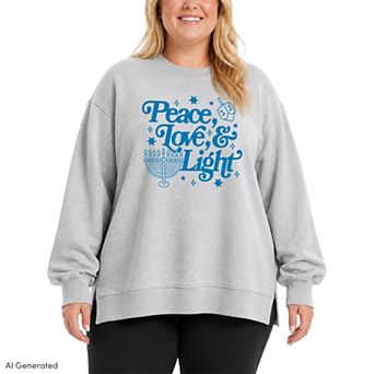Plus Size Peace, Love, & Light Oversized Fleece Crew Sweatshirt
