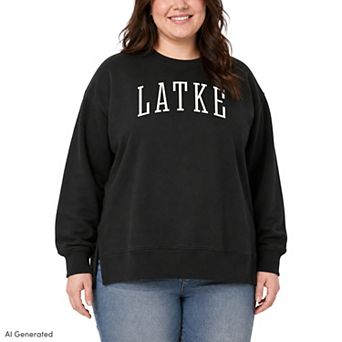 Plus Size Hanukkah Latke Oversized Fleece Crew Sweatshirt