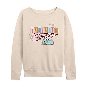 Women's Disney / Pixar's Cars Radiator Springs Retro Pastel Logo French Terry Long Sleeve Tee