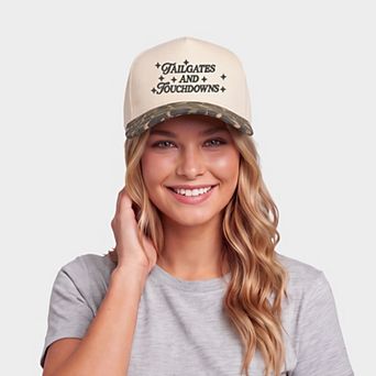 Embroidered Tailgates And Touch Downs Stars - Women's Canvas Trucker Hat