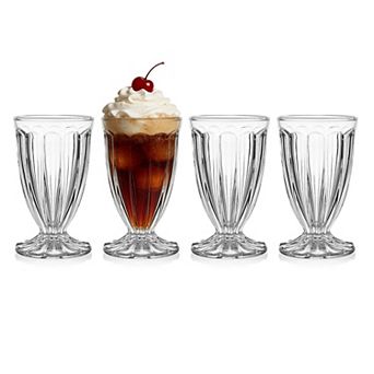 Fitz & Floyd Vintage Scoop 4 pc 14.75-oz. Scoop Footed Glasses Set