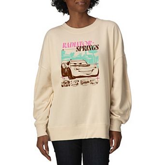Women's Disney / Pixar's Cars Radiator Springs Retro Pastel Oversized Fleece Crew Sweatshirt